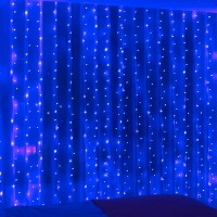 Zsjwl 300 Led Blue Curtain Fairy Lights With Remote 8 Modes 98 98 Ft Waterproof Usb Plug In Copper Wire Lights For Bedroom