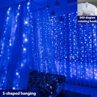 Zsjwl 300 Led Blue Curtain Fairy Lights With Remote 8 Modes 98 98 Ft Waterproof Usb Plug In Copper Wire Lights For Bedroom