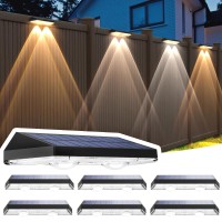 Mancra Solar Fence Lights Outdoor 6 Pack Waterproof Solar Deck Lights 3000K4500K6000K Dusk To Dawn Solar Lights For Outside