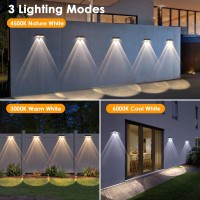 Mancra Solar Fence Lights Outdoor 6 Pack Waterproof Solar Deck Lights 3000K4500K6000K Dusk To Dawn Solar Lights For Outside