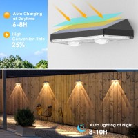 Mancra Solar Fence Lights Outdoor 6 Pack Waterproof Solar Deck Lights 3000K4500K6000K Dusk To Dawn Solar Lights For Outside