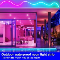 Yeewhale 24V Rgb Led Neon Lights With Remote App Control Ip65 Waterproof Flexible Neon Light 328Ft Led Rope Lights Neon Led Str