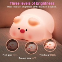 Pp Piggy Night Light For Kids,3 Colors Silicone Nursery Night Lights,1200Mah Rechargeable Cute Lamp,Timer Baby Night Light For Boy And Girls Women Bedrooms, Living Room,Kids Gifts Kawaii Decor