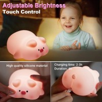 Pp Piggy Night Light For Kids,3 Colors Silicone Nursery Night Lights,1200Mah Rechargeable Cute Lamp,Timer Baby Night Light For Boy And Girls Women Bedrooms, Living Room,Kids Gifts Kawaii Decor