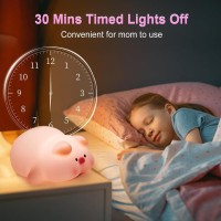 Pp Piggy Night Light For Kids,3 Colors Silicone Nursery Night Lights,1200Mah Rechargeable Cute Lamp,Timer Baby Night Light For Boy And Girls Women Bedrooms, Living Room,Kids Gifts Kawaii Decor