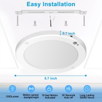 Youtob Motion Sensor Ceiling Light 15W 1200Lm Led Flush Mount Round Lighting Fixture For Stairs Porches Closets Basements Ha