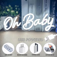 Oh Baby Neon Signs For Wall Decor Dimmable Baby Led Neon Light Up Sign Usb Powered Oh Baby Sign For Wedding Oh Baby Neon Sign F