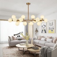 Actiwoqi Mid Century Modern Chandeliers Pendant Lights 16-Light Globe Sputnik Chandeliers Gold Magic Bean Molecular Ceiling Hanging Lightingfor Living Room Dining Room Farmhouse