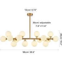 Actiwoqi Mid Century Modern Chandeliers Pendant Lights 16-Light Globe Sputnik Chandeliers Gold Magic Bean Molecular Ceiling Hanging Lightingfor Living Room Dining Room Farmhouse