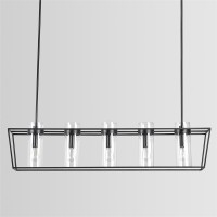 Kosas Home Shiori 5-Light Rectangular Iron And Glass Chandelier In Black