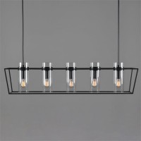 Kosas Home Shiori 5-Light Rectangular Iron And Glass Chandelier In Black