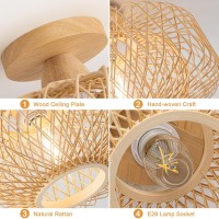 Tbaoinla 13 Handwoven Rattan Light Fixture Bedroom Light Fixture Boho Light Fixture Living Room Gold Light Fixture Hallway Ki