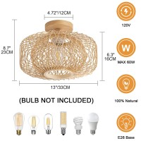 Tbaoinla 13 Handwoven Rattan Light Fixture Bedroom Light Fixture Boho Light Fixture Living Room Gold Light Fixture Hallway Ki