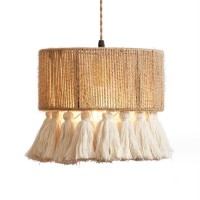 Guanshan Hand-Woven Hemp Rope Chandelier Lamps Retro Chandeliers, Tassel Suction Ceiling Lamps, Decorative Chandelier Lamps In Bedroom Living Room