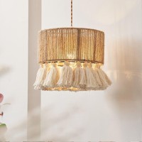 Guanshan Hand-Woven Hemp Rope Chandelier Lamps Retro Chandeliers, Tassel Suction Ceiling Lamps, Decorative Chandelier Lamps In Bedroom Living Room