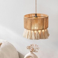 Guanshan Hand-Woven Hemp Rope Chandelier Lamps Retro Chandeliers, Tassel Suction Ceiling Lamps, Decorative Chandelier Lamps In Bedroom Living Room