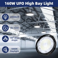 Cinoton Led High Bay Lights 160W With Us Plug Ufo Led Shop Lights 24000Lm700W Hidhps Equiv For Garage Workshop Barn Factory