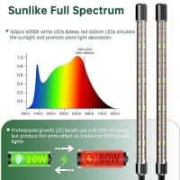 2 Heads Full Spectrum Plant Grow Lights With Clips And 10 Feet Cables For Seeding Growing Adapter Included