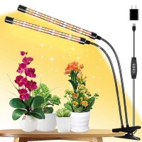 2 Heads Full Spectrum Plant Grow Lights With Clips And 10 Feet Cables For Seeding Growing Adapter Included