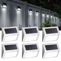 Solpex Solar Step Lights, 6 Pack Stair Lights, Outdoor Fence Lighting, Solar Powered Deck Lights Waterproof 4 Leds For Stairway Patio Porch Pathway Walkway Garden (Cold White)