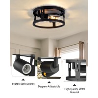 Foitton 2 Pack Farmhouse Flush Mount Ceiling Light 2Light Black Metal Cage Ceiling Light Fixtures Ceiling Light For Hallway