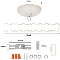 Eumyviv 10 Feet Heavy Duty White Chain With 5 Light Canopy Kit For Chandelier Swag Light Kit Light Fixture Mounting Bracket F