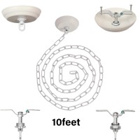 Eumyviv 10 Feet Heavy Duty White Chain With 5 Light Canopy Kit For Chandelier Swag Light Kit Light Fixture Mounting Bracket F