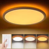 Glowall 12 Inch Led Flush Mount Ceiling Light Fixture With Night Light 8W 1800K 24W 2400Lm 3000K4500K6000K Selectable Dimm