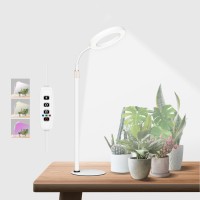 Geciliaoran Grow Light For Indoor Plants Full Spectrum Led Desk Plant Light With Stand Halo Small Growing Lamp With Auto Timer