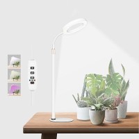 Geciliaoran Grow Light For Indoor Plants Full Spectrum Led Desk Plant Light With Stand Halo Small Growing Lamp With Auto Timer