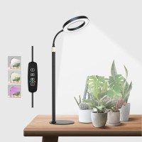 Geciliaoran Grow Light For Indoor Plants Full Spectrum Led Desk Plant Light With Stand Halo Small Growing Lamp With Auto Timer