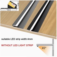 Jarbih 5Pack Surface Mounted Led Linear Aluminum Profile, 45 Degree Led Bars Invisible Oblique Beam Lamp Bookcase Layer Shelf Led Channel Kitchen Closet Hidden Lighting(100Cm, Gray)