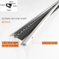 Jarbih 5Pack Surface Mounted Led Linear Aluminum Profile, 45 Degree Led Bars Invisible Oblique Beam Lamp Bookcase Layer Shelf Led Channel Kitchen Closet Hidden Lighting(100Cm, Gray)