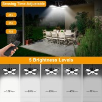 Yomisga Solar Powered Outdoor Shed Light 176Led Solar Pendant Lights With Remote Motion 5 Lighting Modes Waterproof Daytime A