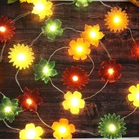 Flowers Fairy Lights Floral Garlands Blossom Decorative Waterproof Outdoor Battery Operated String Lights 20Led 8.5Ft Bedroom Table Living Room Decor