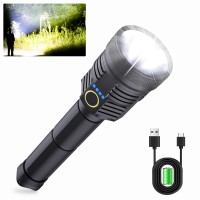 Super Bright Led Flashlights High Lumens, Tactical Rechargeable Flashlight 990,000 Lumens With 4 Modes & Waterproof, Handheld Powerful 12000Mah High Capacity Flash Light For Outdoor Or Emergencies