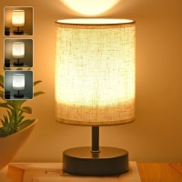 Zzenrysam Bedside Table Lamp For Bedroom Nightstand With Fabric Shade Night Lamp Small Table Lamp 3 Colors And 10 Brightness