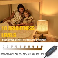 Zzenrysam Bedside Table Lamp For Bedroom Nightstand With Fabric Shade Night Lamp Small Table Lamp 3 Colors And 10 Brightness