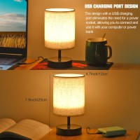 Zzenrysam Bedside Table Lamp For Bedroom Nightstand With Fabric Shade Night Lamp Small Table Lamp 3 Colors And 10 Brightness