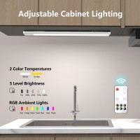 Under Cabinet Light Led Closet Lights Rgb Stick On Lighting Rechargeable Battery Color Changing Under The Counter Light Bar Wit