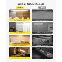 Thedeco 16 Under Cabinet Lighting 74Led 3Cct Dimmable Under Counter Lights 2 Pack Stickon Motion Sensor Closet Lighting W