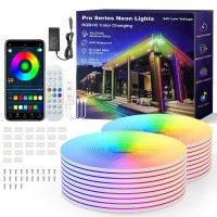 Ustarus Neon Led Strip Lights Rgb Ic Rope Light 40Ft With Remote Music Sync Color Changing Lighting Ip67 Waterproof Dimmable F