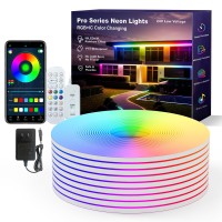 Ustarus Neon Rope Lights 20Ft Rgb Ic Neon Light Strip Led Strip Lights For Bedroom With Remoteapp Ip65 Waterproof Music Sync