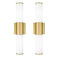 Metwet Bathroom Light Fixtures Set Of 2 2 Light Vanity Lights For Mirror With Milk Glass Shade Up And Down Wall Sconces For Ba