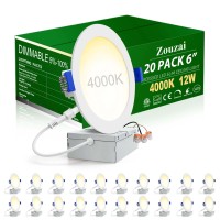 Zouzai 20 Pack 6 Inch Ultrathin Led Recessed Ceiling Light With Junction Box 4000K Neutral White Adjustable Dimmable Cankiller