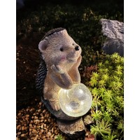 Euiroet Solar Garden Hedgehog Statue With Led Lights,Funny Resin Outdoor Statue For Garden,Animal Sculpture Figurine Perfect Outdoor Ornaments And Garden Art For Yard,Patio Indoor Home Decor