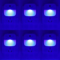 Kinur 6 Pack Led Blue Night Light Plug In Dusk To Dawn Sensor Automatic On And Off Energy Efficient Soft Glow Nightlights For