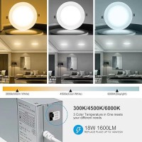 Elaruslux 2 Pack 7 Inch 3Cct Ultrathin Led Recessed Light With Junction Box 3000K4500K6000K Selectable 18W Eqv 125W Dimmab