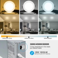 Elaruslux 4 Pack 7 Inch 3Cct Ultrathin Led Recessed Light With Junction Box 3000K4500K6000K Selectable 18W Eqv 125W Dimmab