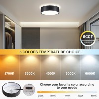 Peblto Dimmable Black Led Ceiling Light 2700K6000K 5Cct In One Modern Flush Mount Ceiling Light Fixtures Minimalist Round Met